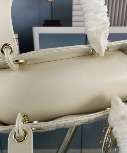 1:1 Replica Christian Dior Medium Lady Dior Bag Hardware White For Women 24cm/9in CD