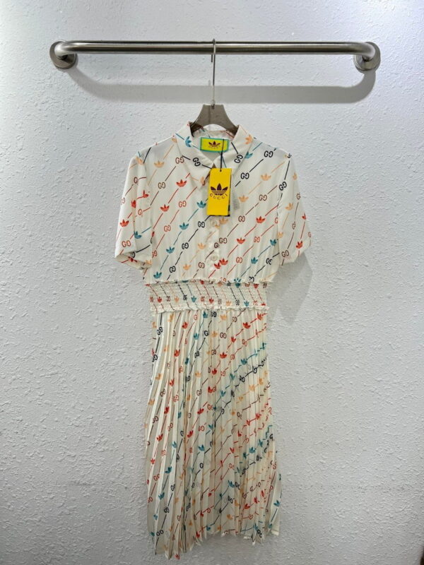 Adidas x Gucci GG Trefoil Stripe Dress Ivory For Women
