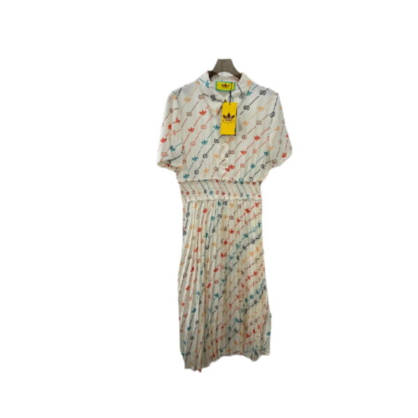Adidas x Gucci GG Trefoil Stripe Dress Ivory For Women