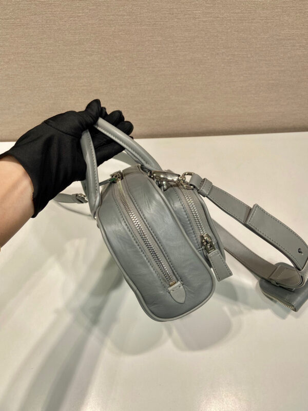 Antique Nappa Multi-Pocket Top-Handle Bag In Grey/Black For Women 9.5 in/ 24cm 1BB099_UVL_F0480_V_T2O