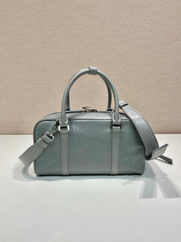 Antique Nappa Multi-Pocket Top-Handle Bag In Grey/Black For Women 9.5 in/ 24cm 1BB099_UVL_F0480_V_T2O