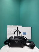 Antique Nappa Multi-Pocket Top-Handle Bag In Grey/Black For Women 9.5 in/ 24cm 1BB099_UVL_F0480_V_T2O
