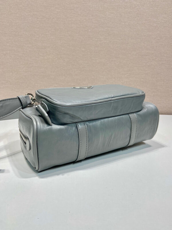 Antique Nappa Multi-Pocket Top-Handle Bag In Grey/Black For Women 9.5 in/ 24cm 1BB099_UVL_F0480_V_T2O