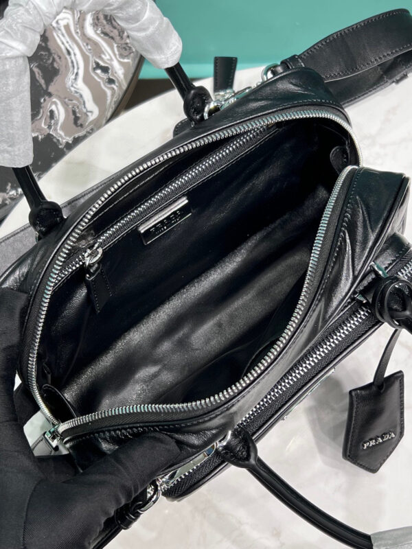 Antique Nappa Multi-Pocket Top-Handle Bag In Grey/Black For Women 9.5 in/ 24cm 1BB099_UVL_F0480_V_T2O