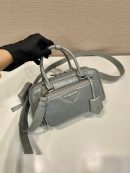 Antique Nappa Multi-Pocket Top-Handle Bag In Grey/Black For Women 9.5 in/ 24cm 1BB099_UVL_F0480_V_T2O
