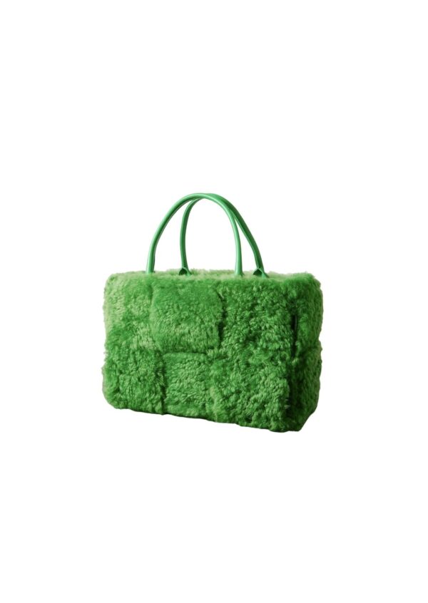 Arco Small Trimmed Intrecciato Shearling Tote Green For Women 17411127377168917