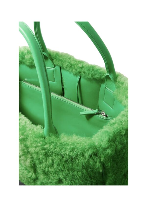 Arco Small Trimmed Intrecciato Shearling Tote Green For Women 17411127377168917