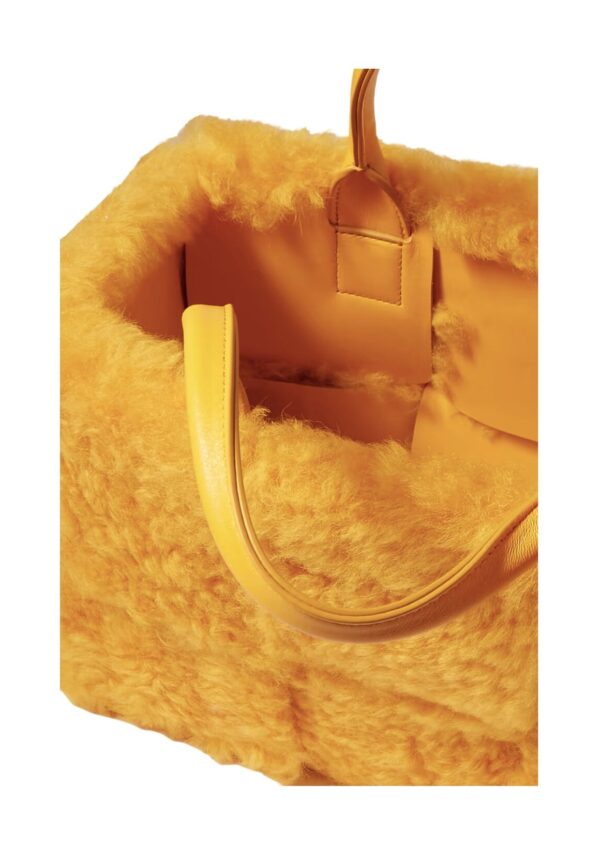 Arco Small Trimmed Intrecciato Shearling Tote Yellow For Women 17411127377168821