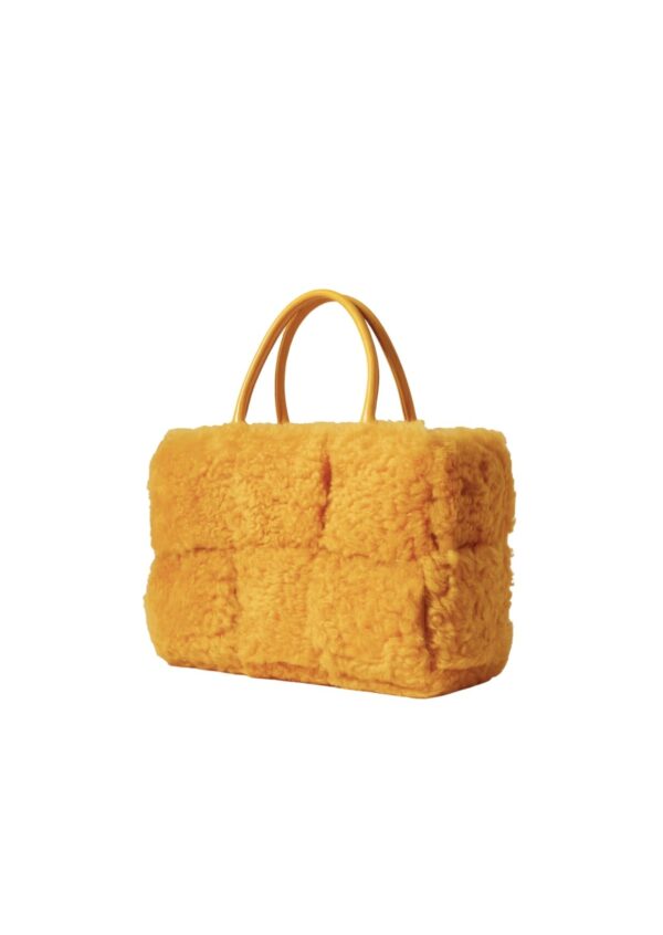 Arco Small Trimmed Intrecciato Shearling Tote Yellow For Women 17411127377168821
