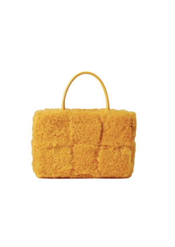 Arco Small Trimmed Intrecciato Shearling Tote Yellow For Women 17411127377168821