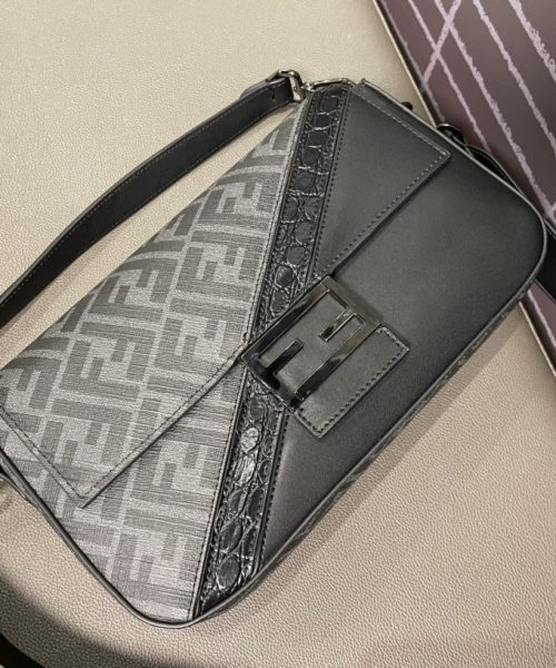 1:1 Replica Baguette FF Fabric And Exotic Bag Black For Women 10.5 in/27cm 7VA572ALWIF1DYM