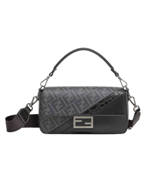 1:1 Replica Baguette FF Fabric And Exotic Bag Black For Women 10.5 in/27cm 7VA572ALWIF1DYM