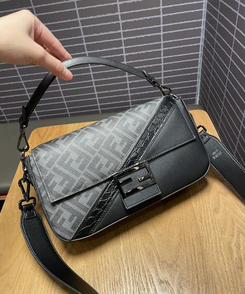1:1 Replica Baguette FF Fabric And Exotic Bag Black For Women 10.5 in/27cm 7VA572ALWIF1DYM