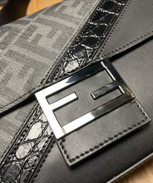 1:1 Replica Baguette FF Fabric And Exotic Bag Black For Women 10.5 in/27cm 7VA572ALWIF1DYM