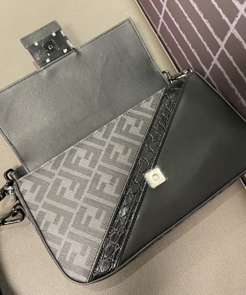 1:1 Replica Baguette FF Fabric And Exotic Bag Black For Women 10.5 in/27cm 7VA572ALWIF1DYM
