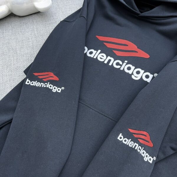 Balenciaga 3b Sports Icon Hoodie Black For Women