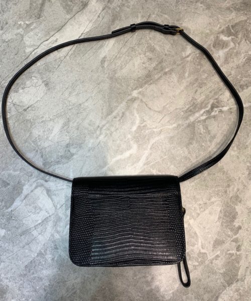 Balenciaga B Small Lizard Effect Cross-body Bag In Black, For Women, Women's Bags 7in/18cm