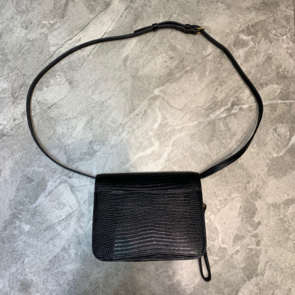 Balenciaga B Small Lizard Effect Cross-body Bag In Black, For Women, Women's Bags 7in/18cm