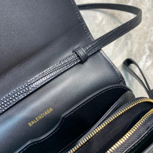 Balenciaga B Small Lizard Effect Cross-body Bag In Black, For Women, Women's Bags 7in/18cm