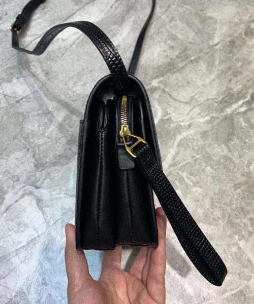 Balenciaga B Small Lizard Effect Cross-body Bag In Black, For Women, Women's Bags 7in/18cm