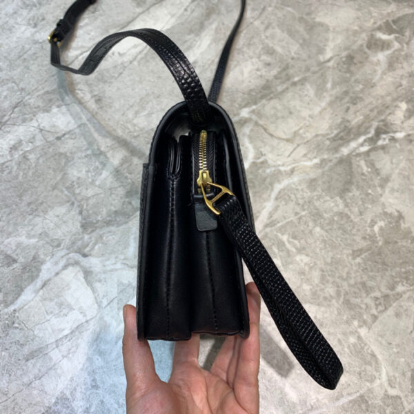 Balenciaga B Small Lizard Effect Cross-body Bag In Black, For Women, Women's Bags 7in/18cm