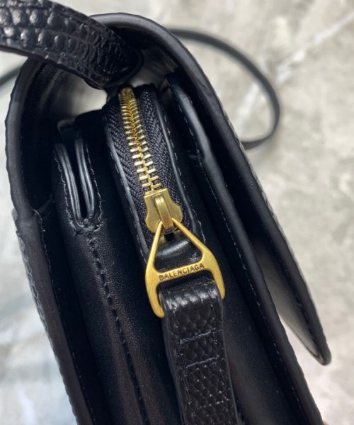 Balenciaga B Small Lizard Effect Cross-body Bag In Black, For Women, Women's Bags 7in/18cm