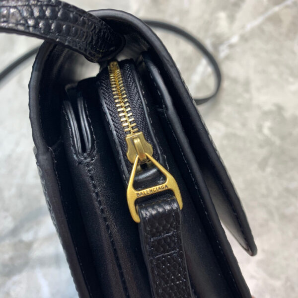 Balenciaga B Small Lizard Effect Cross-body Bag In Black, For Women, Women's Bags 7in/18cm