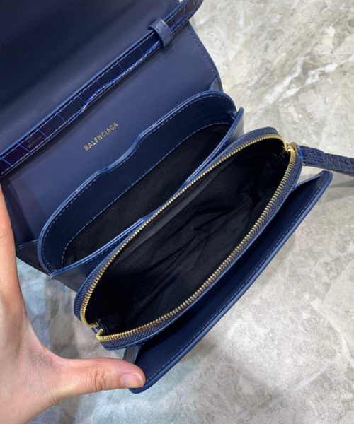 Balenciaga B Small Lizard Effect Cross-body Bag In Dark Blue, For Women, Women's Bags 7in/18cm