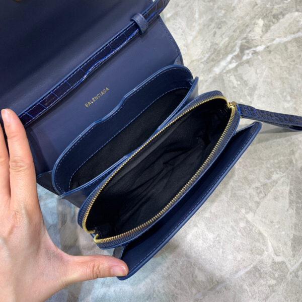 Balenciaga B Small Lizard Effect Cross-body Bag In Dark Blue, For Women, Women's Bags 7in/18cm