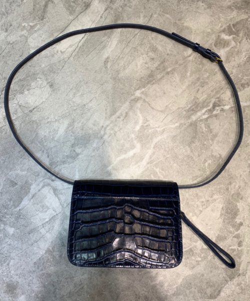 Balenciaga B Small Lizard Effect Cross-body Bag In Dark Blue, For Women, Women's Bags 7in/18cm