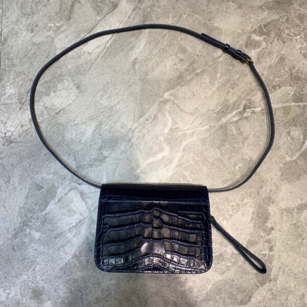 Balenciaga B Small Lizard Effect Cross-body Bag In Dark Blue, For Women, Women's Bags 7in/18cm