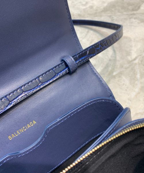 Balenciaga B Small Lizard Effect Cross-body Bag In Dark Blue, For Women, Women's Bags 7in/18cm