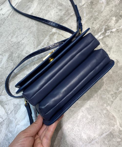Balenciaga B Small Lizard Effect Cross-body Bag In Dark Blue, For Women, Women's Bags 7in/18cm
