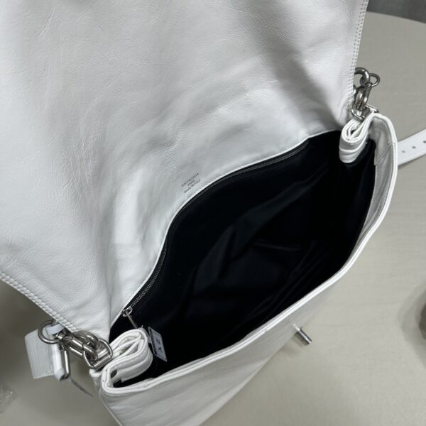 Balenciaga BB Soft Large Flap Bag White/Black For Women 14.2in/36cm 7484882AAIY9001