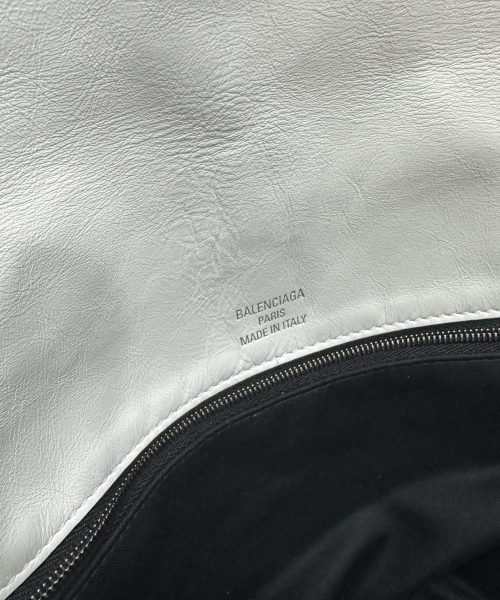 Balenciaga BB Soft Large Flap Bag White/Black For Women 14.2in/36cm 7484882AAIY9001