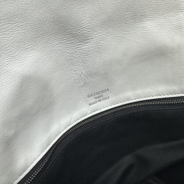 Balenciaga BB Soft Large Flap Bag White/Black For Women 14.2in/36cm 7484882AAIY9001