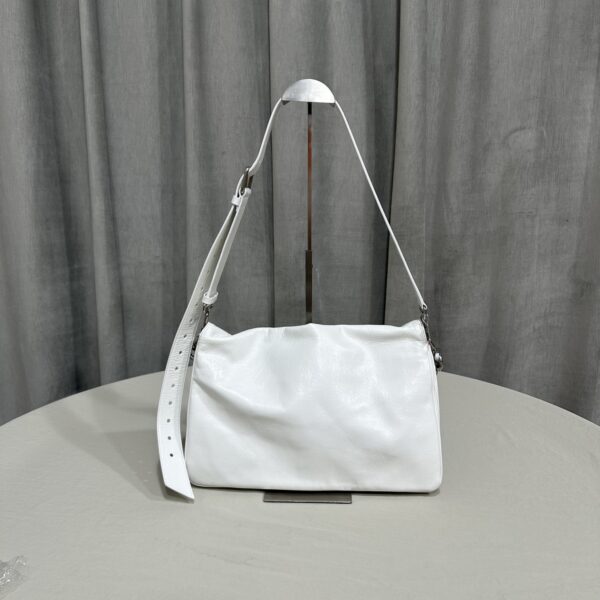 Balenciaga BB Soft Large Flap Bag White/Black For Women 14.2in/36cm 7484882AAIY9001