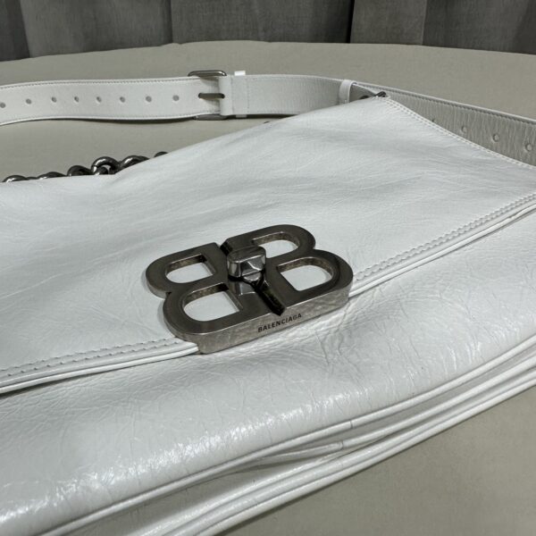 Balenciaga BB Soft Large Flap Bag White/Black For Women 14.2in/36cm 7484882AAIY9001