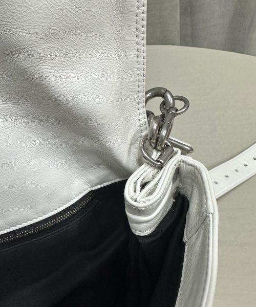 Balenciaga BB Soft Large Flap Bag White/Black For Women 14.2in/36cm 7484882AAIY9001