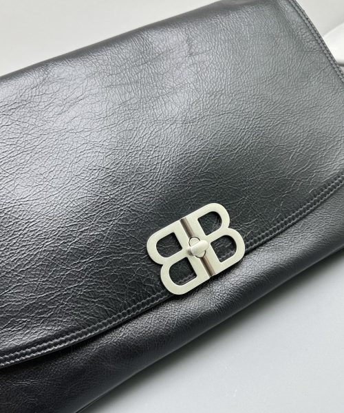 Balenciaga BB Soft Large Flap Bag White/Black For Women 14.2in/36cm 7484882AAIY9001