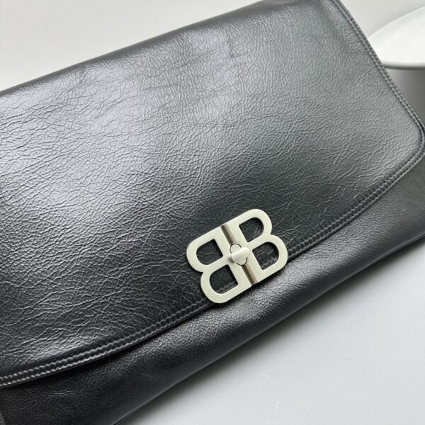 Balenciaga BB Soft Large Flap Bag White/Black For Women 14.2in/36cm 7484882AAIY9001