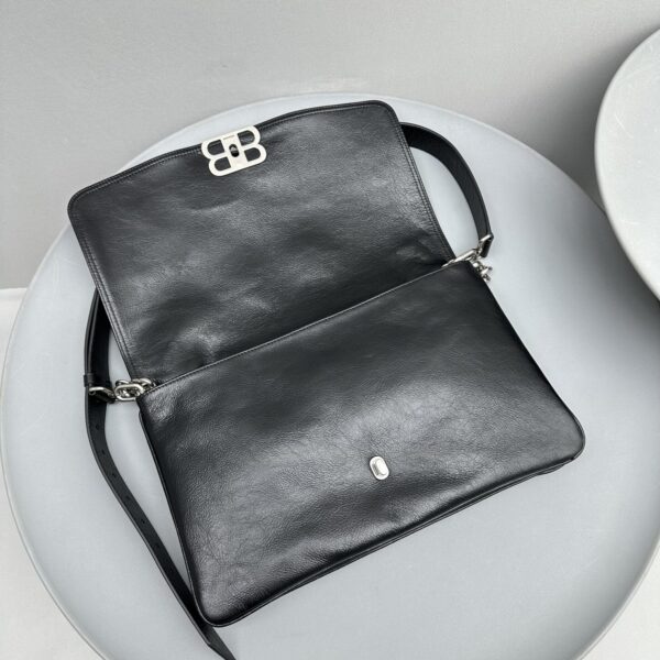 Balenciaga BB Soft Large Flap Bag White/Black For Women 14.2in/36cm 7484882AAIY9001