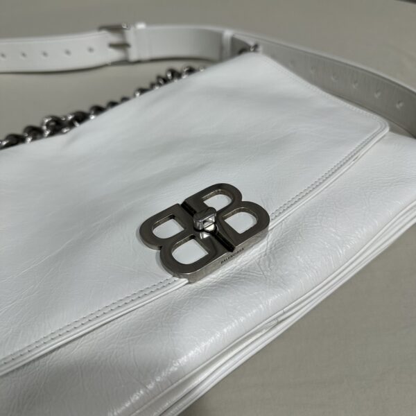 Balenciaga BB Soft Large Flap Bag White/Black For Women 14.2in/36cm 7484882AAIY9001