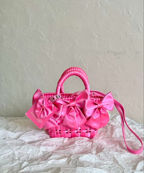 Balenciaga Bistro Xxs Basket With Strap Pink/Black For Women 11in/28cm