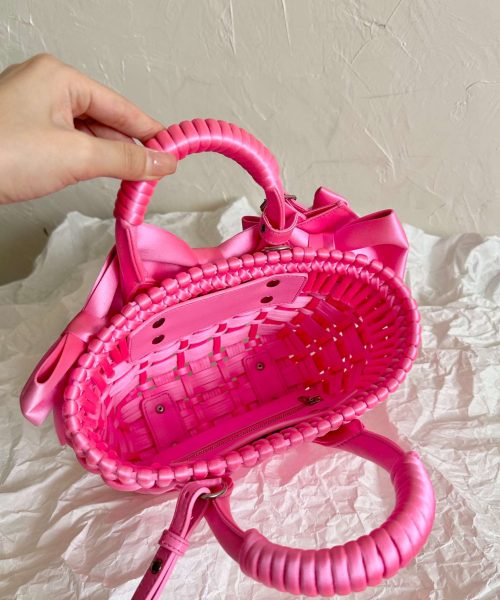 Balenciaga Bistro Xxs Basket With Strap Pink/Black For Women 11in/28cm