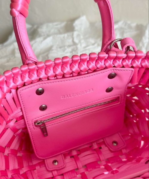 Balenciaga Bistro Xxs Basket With Strap Pink/Black For Women 11in/28cm