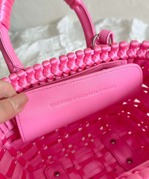 Balenciaga Bistro Xxs Basket With Strap Pink/Black For Women 11in/28cm