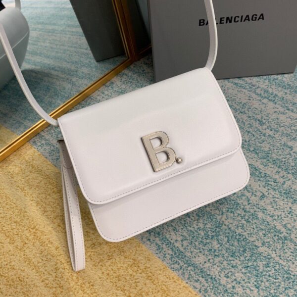 Balenciaga Bolso Bandolera B In White, For Women, Women's Bags 7in/18cm