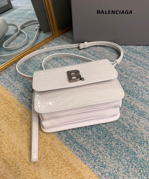 Balenciaga Bolso Bandolera B In White, For Women, Women's Bags 7in/18cm