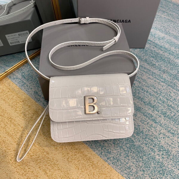 Balenciaga Bolso Bandolera B In White, For Women, Women's Bags 7in/18cm
